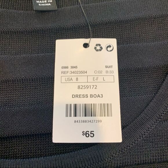 MNG Basics Black Ribbed Bodycon Sweater Dress Size M/8 - Picture 7 of 11